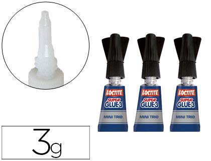 Pegamento adhesivo instantáneo Loctite Super Glue mini trío 3x1g.